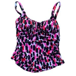 SLIMSHAPER WOMEN’S  TANKINI BATHING SUIT TOP ADJUSTABLE STRAPS MISSY SIZE 10